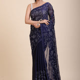 Blue Georgette Sequin Saree full