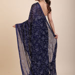 Blue Georgette Sequin Saree back