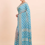 Blue Khaddi Georgette Bandhani Saree - Anvi Couture
