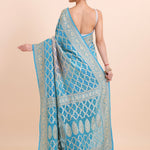 Blue Khaddi Georgette Bandhani Saree - Anvi Couture