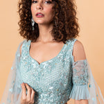 Blue Lehenga Choli with embroidery work and sparkling stonework - Anvi Couture