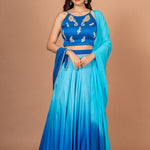 Blue Ombre Embroidered Satin Lehenga Full
