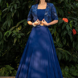 Blue Party Wear Lehenga with Embroidered Jacket - Anvi Couture