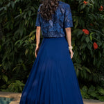Blue Party Wear Lehenga with Embroidered Jacket - Anvi Couture