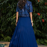 Blue Party Wear Lehenga with Embroidered Jacket - Anvi Couture