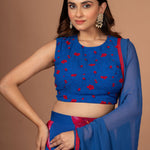 Blue Printed Georgette Lehenga Set Close Up
