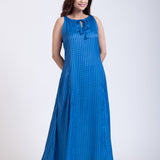 Blue Printed Maxi Gown long Dress full