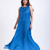 Blue Printed Maxi Gown long Dress front