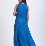 Blue Printed Maxi Gown long Dress back