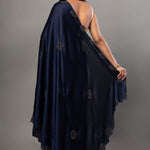 Blue Satin Silk Saree with Sequins Border - Anvi Couture