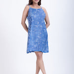 Blue Satin Spaghetti short Dress Full