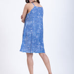 Blue Satin Spaghetti short Dress back