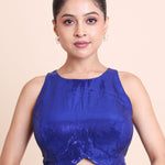 Blue Sequin Sleeveless Blouse full