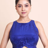 Blue Sequin Sleeveless Blouse full