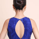 Blue Sequin Sleeveless Blouse back