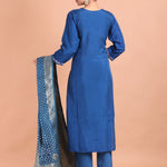 Blue Thread Embroidered Long Kurti Set Back View