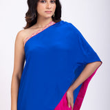 Blue and Pink One Shoulder Cord Set close up
