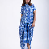 Blue and White Drape Skirt Set Full

