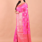 Blush Pink Chiniya Silk Handloom Saree front