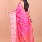 Blush Pink Chiniya Silk Handloom Saree back