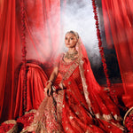 Bright Red Wedding Lehenga with Heavy Embroidered Work - Anvi Couture