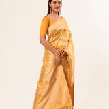 Yellow Handwoven Pure Silk Saree - Anvi Couture
