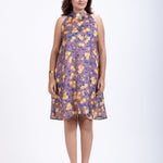 Brown Halter Neck Dress in Floral Prints Full

