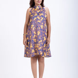 Brown Halter Neck Dress in Floral Prints Full

