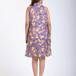 Brown Halter Neck Dress in Floral Prints Back

