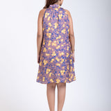 Brown Halter Neck Dress in Floral Prints Back


