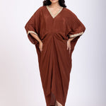 Brown Kaftan Dress with Lace Border Full