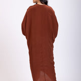 Brown Kaftan Dress with Lace Border Back