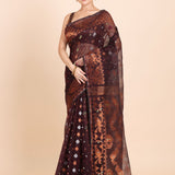 Brown and Copper Pure Bangladeshi Dhakai Jamdani Saree Full