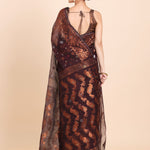 Brown and Copper Pure Bangladeshi Dhakai Jamdani Saree Back