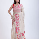Classic White Jamdani Saree with Intricate Floral Weave Full 
