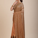 Coffee Brown Sequin Party Wear Saree With Maroon Border side