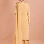 Cream Beaded Long Sharara Kurti Set Back View