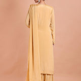 Cream Beaded Long Sharara Kurti Set Back View