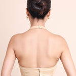 Cream Halter Neck Sleeveless Blouse - Anvi Couture