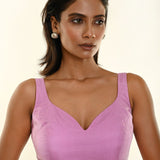 Lavender Organza Sleeveless Blouse with Sweetheart Neckline- Anvi Couture