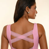 Lavender Color Designer Sleeveless blouse with Sweetheart Neckline Criss-Cross Back Closer- Anvi Couture