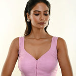 Lavender Color Designer Sleeveless blouse with Sweetheart Neckline Criss-Cross Back Closer- Anvi Couture