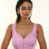 Lavender Color Designer Sleeveless blouse with Sweetheart Neckline Criss-Cross Back Closer- Anvi Couture