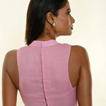 Lavender Sleeveless blouse With High Neckline - Anvi Couture