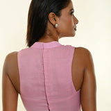 Lavender Sleeveless blouse With High Neckline - Anvi Couture