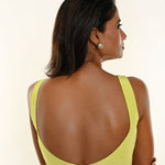 Lime Green Blouse with Plunging Sweetheart Neckline and Back Button Closure - Anvi Couture