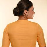 Butter Yellow Organza Front Closure Saree Blouse with Zero Neck - Anvi Couture