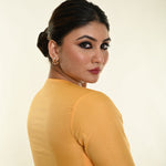 Butter Yellow Organza Front Closure Saree Blouse with Zero Neck - Anvi Couture