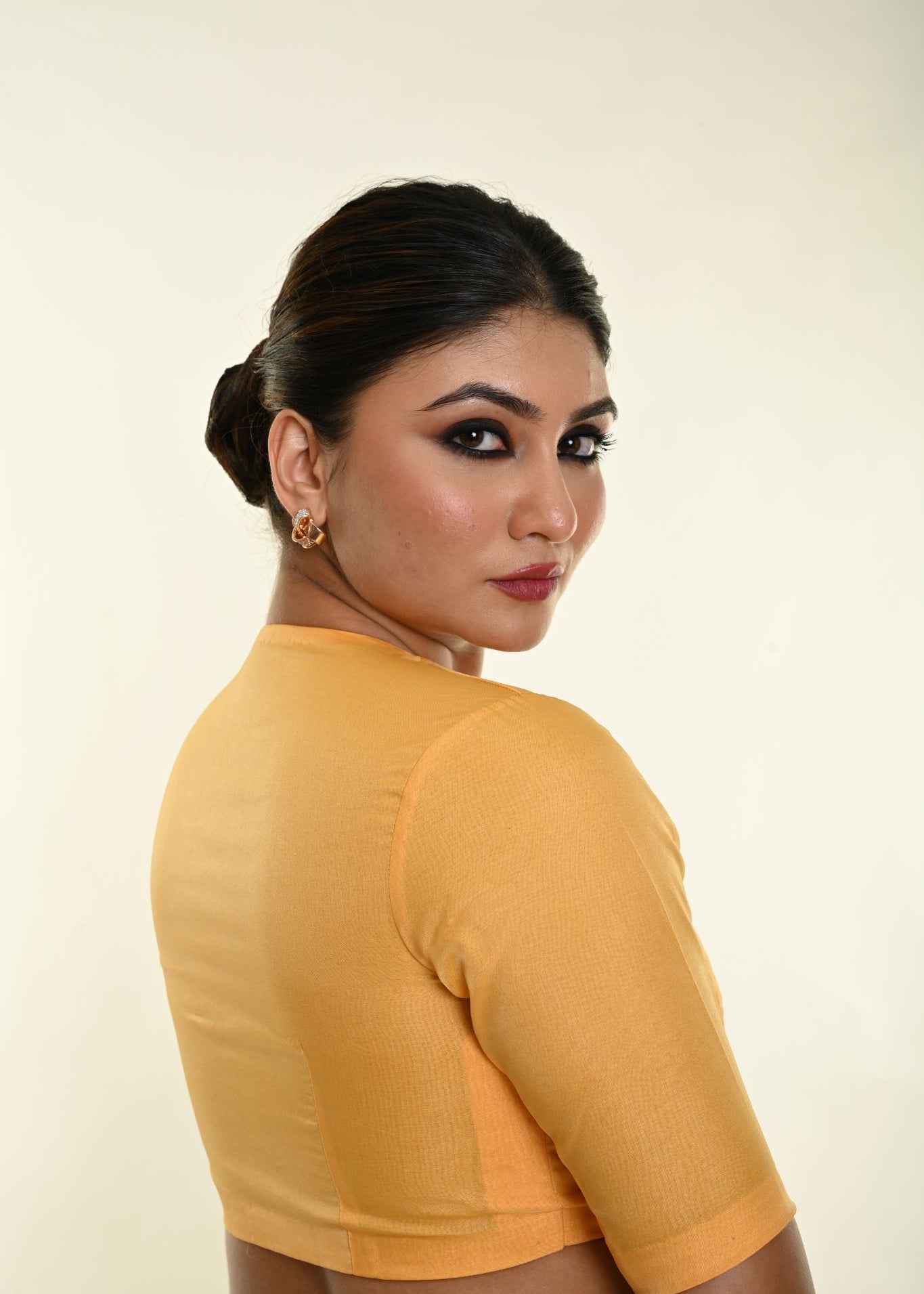 Butter Yellow Organza Front Closure Saree Blouse with Zero Neck - Anvi Couture