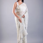 Light Green Organza Saree With All Over Thread Embroidered Work - image 2